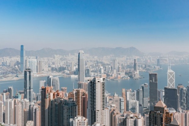 Brid's eye vie of buildings in Hongkong