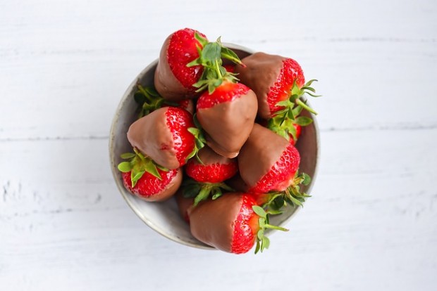 Strawberries covered with chocolate