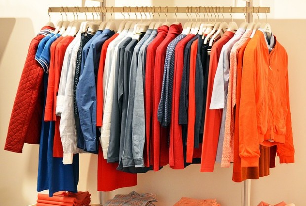 clothes hanging on a rack