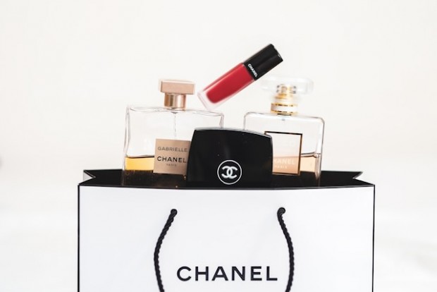 Chanel perfumes in a shopping bag