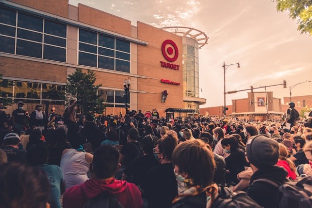 People gathering outside Target