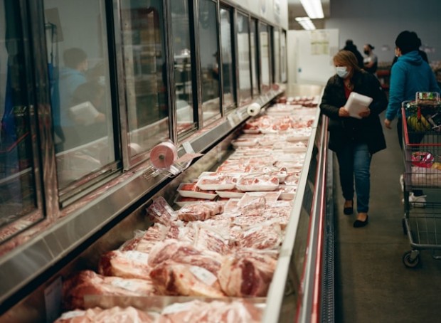 Meat section in a grocery