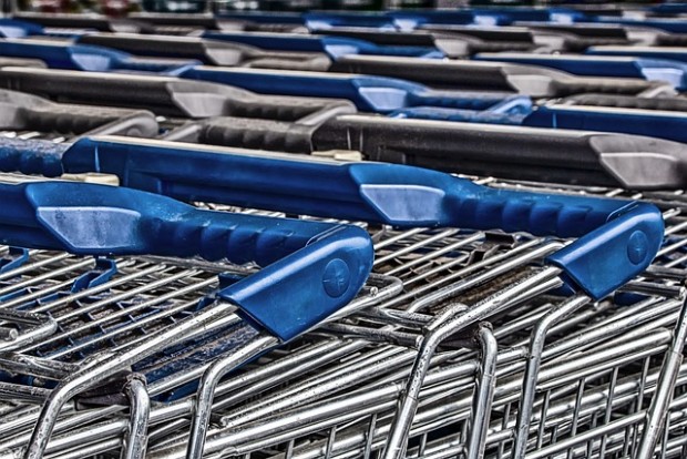 Blue Grocery Carts