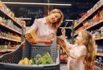 Mother and daughter in the grocery store
