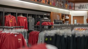 Variety of T-shirts in a store